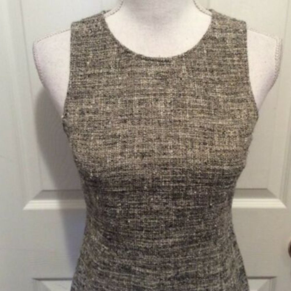 Theory Dress 2 Gray White Tweed Sheath Sleeveless - Picture 2 of 8